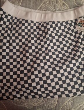 Salty Honey Women’s Checkerboard Skort with Elastic Waistband - Black & White